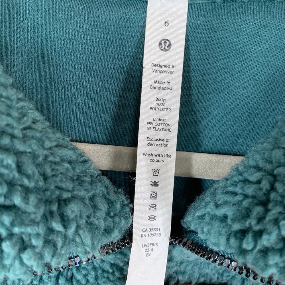 Lululemon Cinchable Fleece Zip Up 6 Green Jasper Plush High Neck Sherpa Athletic - Picture 5 of 16